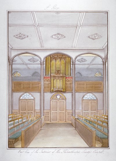 De kapel in de Philanthropic Society Institution aan London Road, Southwark, Londen, 1825 door G Yates