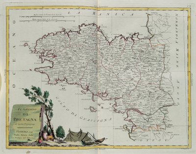 Golf van Bretagne, gravure door G. Zuliani uit Tome I van de Nieuwste Atlas gepubliceerd in Venetië in 1777 door Antonio Zatta, Privécollectie door G. Zuliani
