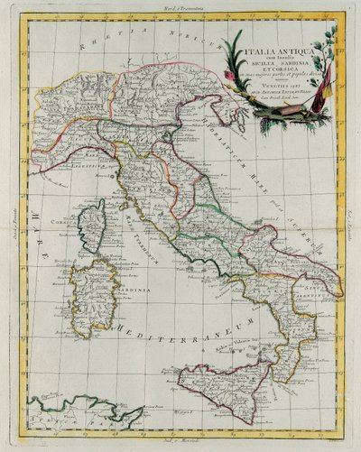 Politieke kaart van Italië, gravure door G. Zuliani uit Volume IV van 