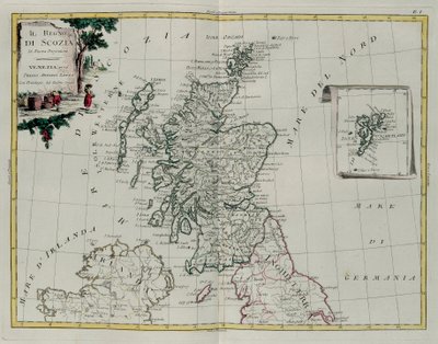Het koninkrijk Schotland, gravure door G. Zuliani uit Tome I van de Nieuwste Atlas gepubliceerd in Venetië in 1776 door Antonio Zatta, Privécollectie door G. Zuliani