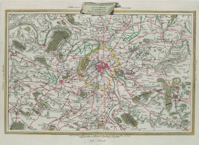 De omtrek van Parijs, de gouvernances van Frankrijk en Orleans, gravure door G. Zuliani uit Tome I van de Nieuwste Atlas gepubliceerd in Venetië in 1776 door Antonio Zatta, Privécollectie door G. Zuliani