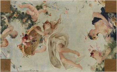 Schets voor de Salle des Fêtes in het Hôtel de Ville de Paris: Les Fleurs door Gabriel Joseph Marie Augustin Ferrier