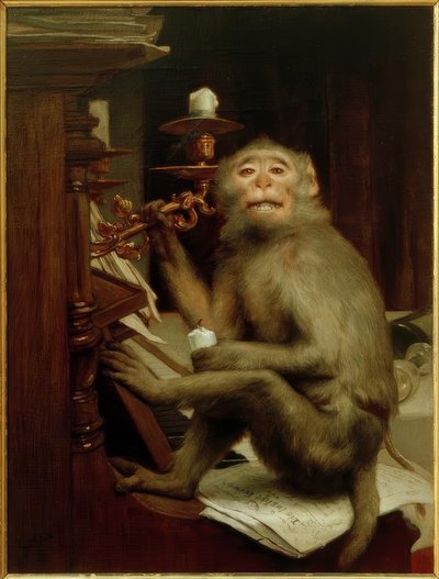Aap aan de piano door Gabriel Cornelius Ritter von Max