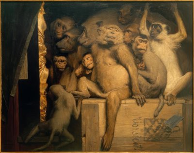 Apen als Kunstcritici door Gabriel Cornelius Ritter von Max