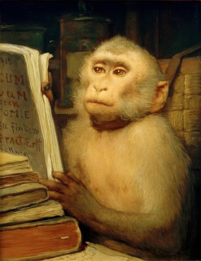 G. v. Max, Lezende Aap door Gabriel Cornelius Ritter von Max