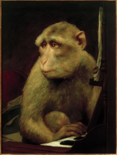 Kleine aap aan de piano door Gabriel Cornelius Ritter von Max