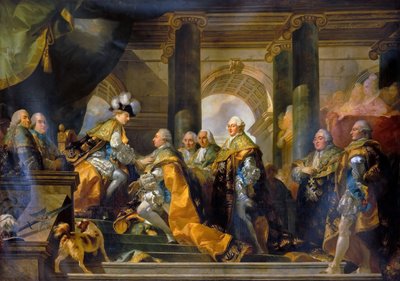 Lodewijk XVI ontvangt in Reims de hulde van de Ridders van de Heilige Geest, 13 juni 1775 door Gabriel Francois Doyen
