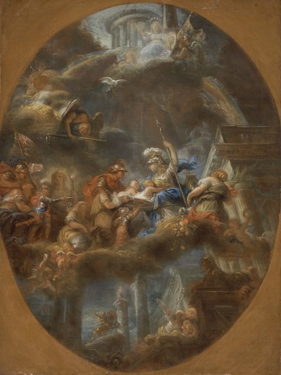 Adel die de Keizerlijke Russische Kinderen aan Minerva aanbiedt, ca. 1795 door Gabriel Francois Doyen