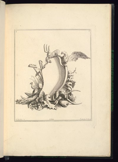 Ontwerp voor een Cartouche die de Tuin Voorstelt door Gabriel Huquier