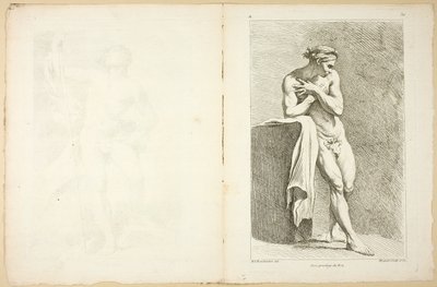 Figuur (recto en verso), uit Premier livre de figures d’Academies gravées en Partie par les Professeurs de l’ Académie Royale door Gabriel Huquier