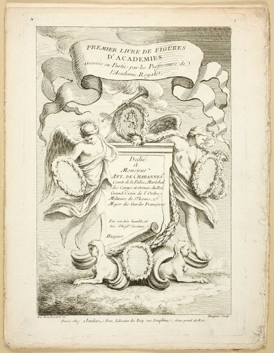 Figuur (recto en verso), uit Premier livre de figures d’Academies gravées en Partie par les Professeurs de l’ Académie Royale door Gabriel Huquier