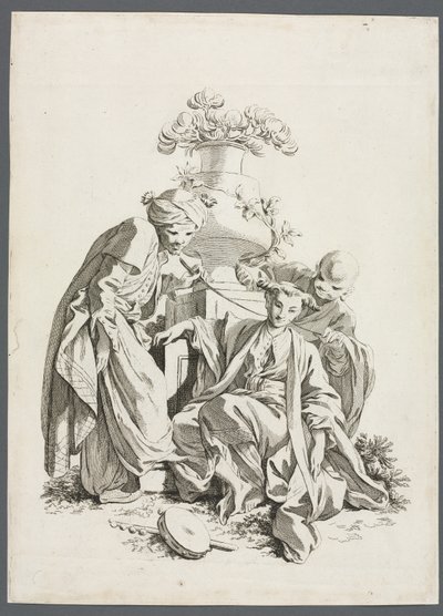 De Zintuigen: Aanraking (naar Boucher) door Gabriel Huquier