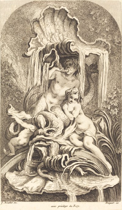 Triton en Nimf door Gabriel Huquier after François Boucher