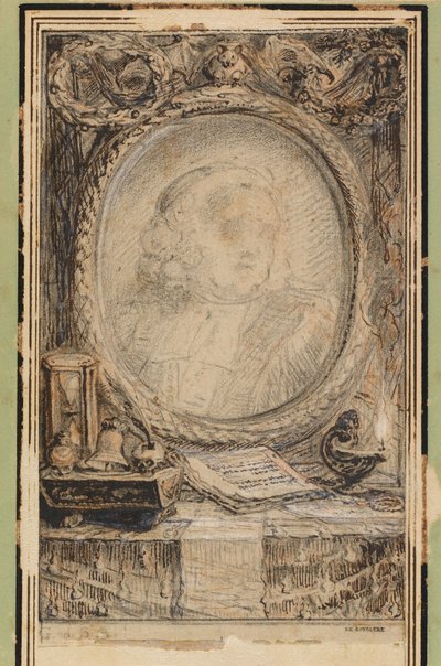 Allegorisch Kader met een Vleermuis door Gabriel Jacques de Saint Aubin