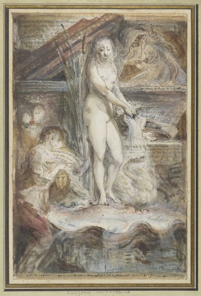 Allegorie op de dood van Voltaire door Gabriel Jacques de Saint Aubin