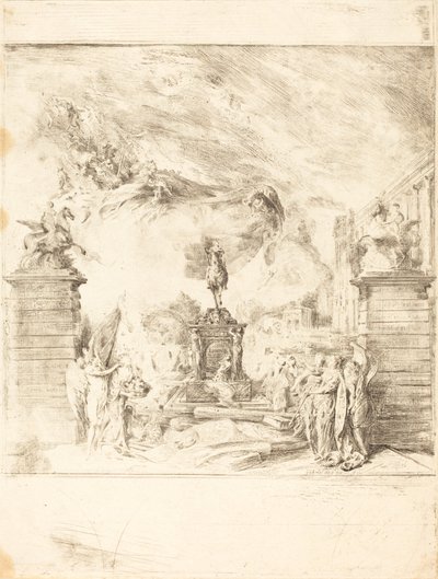 Allegorie op de Oprichting van het Standbeeld van Lodewijk XV door Gabriel Jacques de Saint Aubin