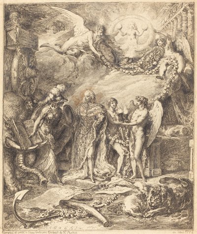 Allegorie op het huwelijk van de graaf van Provence door Gabriel Jacques de Saint Aubin