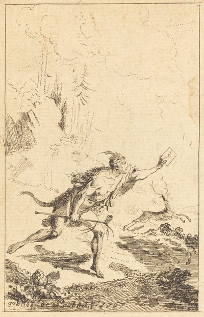 Gezant naar M. de Saint-Denis door M. de Belle-Isle, Gevangene [links] door Gabriel Jacques de Saint Aubin