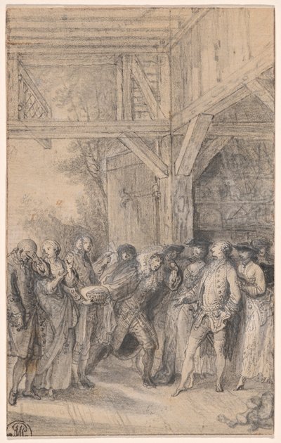 Boer vraagt toestemming om met de dochter van een edelman te trouwen door Gabriel Jacques de Saint Aubin