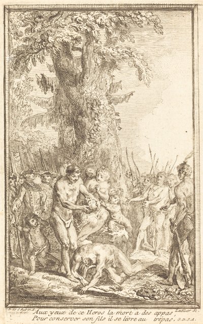 Heroïsche Daad van een Vader die zich Opoffert voor zijn Zoon door Gabriel Jacques de Saint Aubin