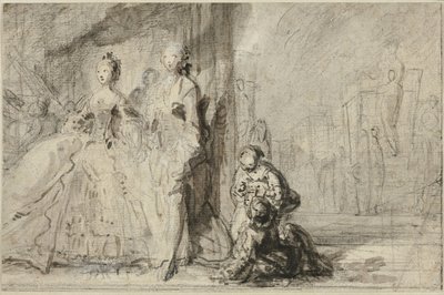 De promenade op de boulevard door Gabriel Jacques de Saint Aubin
