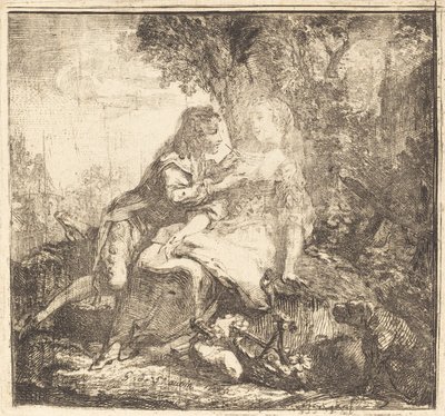 De Twee Geliefden (Les deux amants) door Gabriel Jacques de Saint Aubin