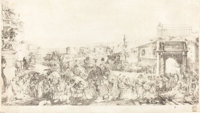 Triomf van Pompeius in Rome door Gabriel Jacques de Saint Aubin