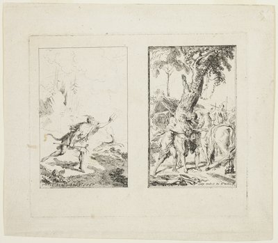 Vignetten voor de "Nieuwe reizen naar West-Indië" door de Chevalier Bossu door Gabriel Jacques de Saint Aubin