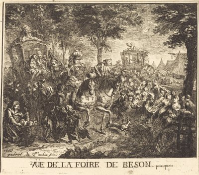 Uitzicht op de kermis van Beson door Gabriel Jacques de Saint Aubin