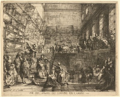 Uitzicht op de Salon van het Louvre in het jaar 1753 door Gabriel Jacques de Saint Aubin