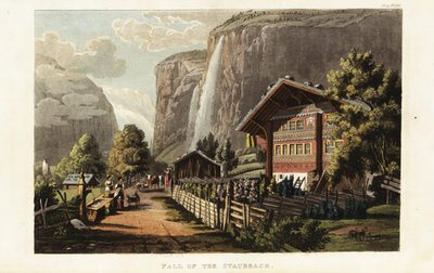 Uitzicht op de Staubbach-waterval, een waterval in Zwitserland, net ten westen van Lauterbrunnen in de Berner Hooglanden door Gabriel Ludwig (after) Lory
