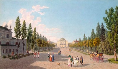 Uitzicht op het Pavlovsk-paleis vanuit het park door Gabriel Ludwig Lory the Elder