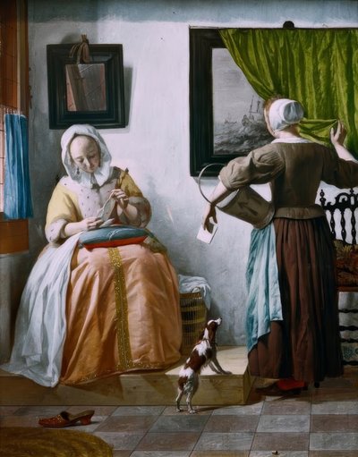 G. Metsu, Brieflezende dame en dienstmeid door Gabriel Metsu