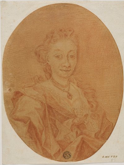 Portret van een vrouw door Gabriel Metsu
