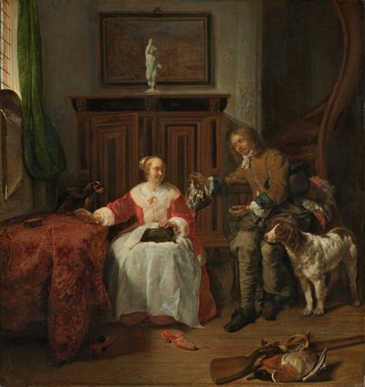 Het geschenk van de jager door Gabriel Metsu