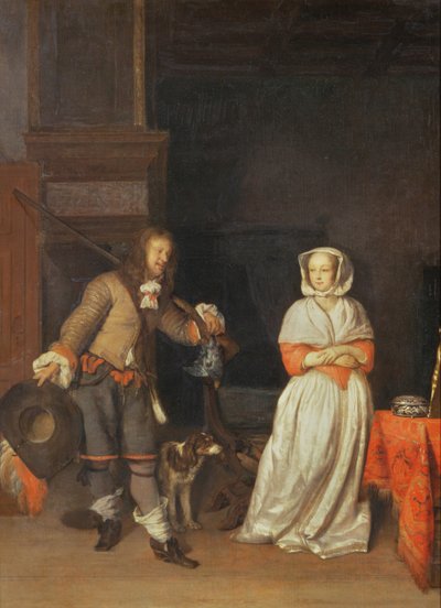 De Jager en de Dame, 1660-65 door Gabriel Metsu
