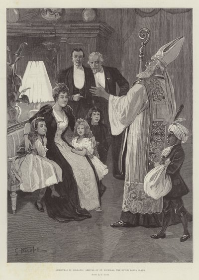 Kerstmis in Nederland, aankomst van Sinterklaas, de Nederlandse Kerstman door Gabriel Nicolet