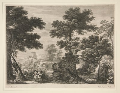Landschap met de Vlucht naar Egypte door Gabriel Perelle