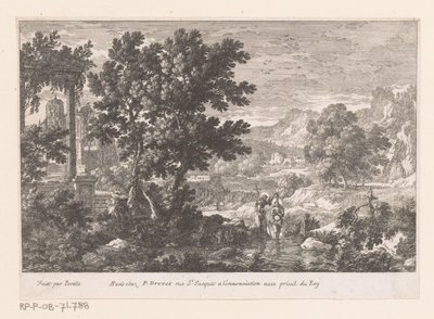 Landschap met de doop van Christus door Gabriel Perelle