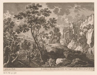 Landschap met de doop van Christus in de Jordaan door Gabriel Perelle