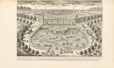 Het uiteinde van de tuin van Marly, uit "Les Delices de Versailles et des Maisons Royales" door Charles-Antoine Jombert, 1766 door Gabriel Perelle