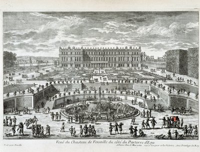 Uitzicht op het Kasteel van Versailles vanaf de waterkant - door Perelle, eind 17e eeuw door Gabriel Perelle