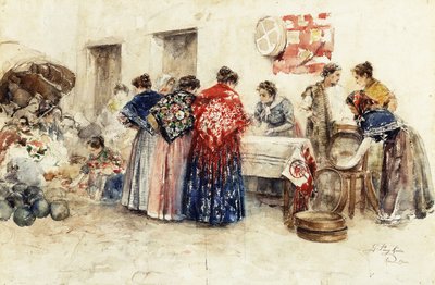 Op de markt, 1900 door Gabriel Puig Roda