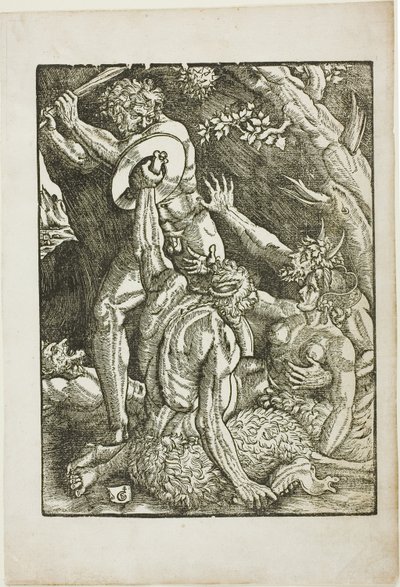 Hercules, twee saters en een vrouw, plaat twee uit De werken van Hercules door Gabriel Salmon