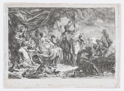 Laban zoekt zijn huisgoden, ca. 1753 door Gabriel de Saint Aubin