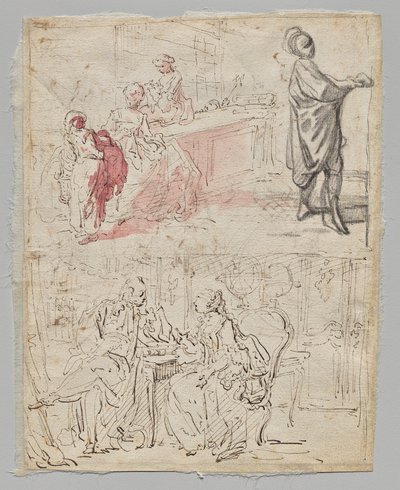 Theaterscène (recto) door Gabriel de Saint Aubin