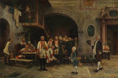 Keizer Joseph II. als jongen bij de invaliden in Wenen door Gabriel von Hackl