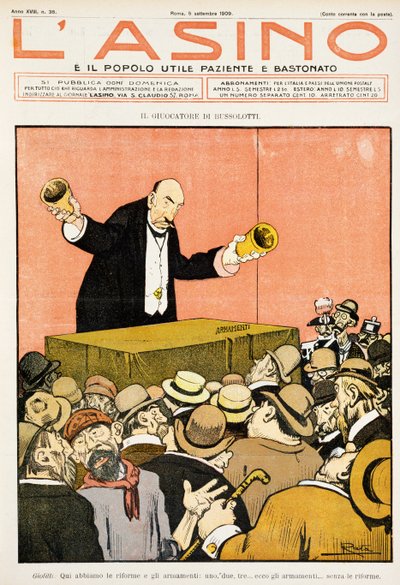 Balletjespeler, satirische cartoon gewijd aan Giovanni Giolitti (1842-1928), uit L