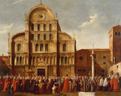 Italië, Veneto, Venetië, Doge van Venetië bij de kerk van San Zaccaria door Gabriele Bella