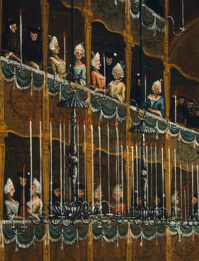 Lunch in het San Beneto Theater aangeboden door de Doge ter ere van prinsen van het noorden, Venetië, door Gabriel Bella (1730-1799) (detail) door Gabriele Bella